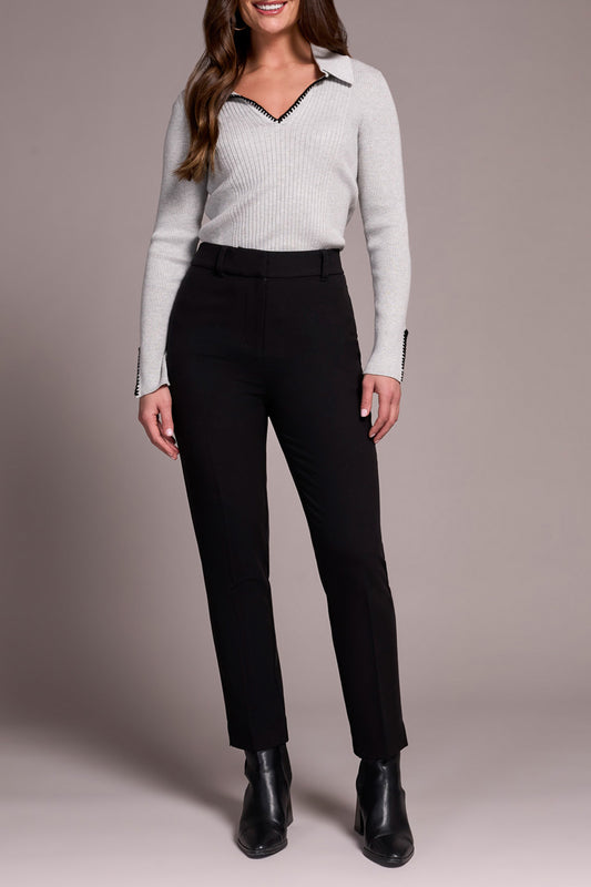 Top Stitch Johnny Collar Lightweight Sweater