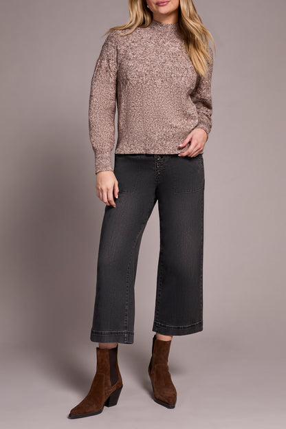 Two-Tone Mock Neck Sweater