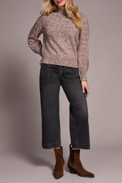 Two-Tone Mock Neck Sweater