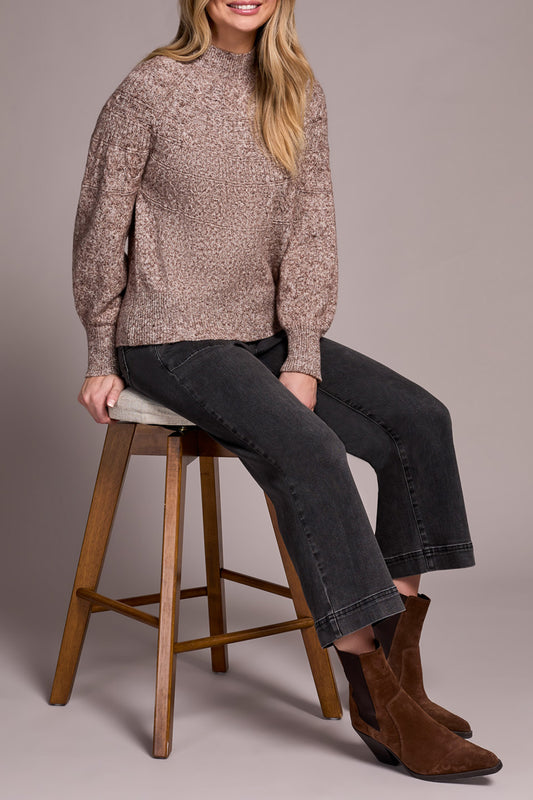 Two-Tone Mock Neck Sweater