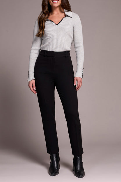 Top Stitch Johnny Collar Lightweight Sweater