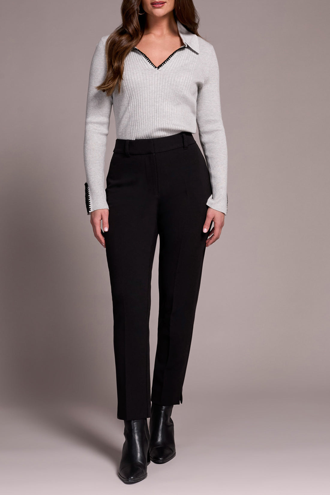 Top Stitch Johnny Collar Lightweight Sweater