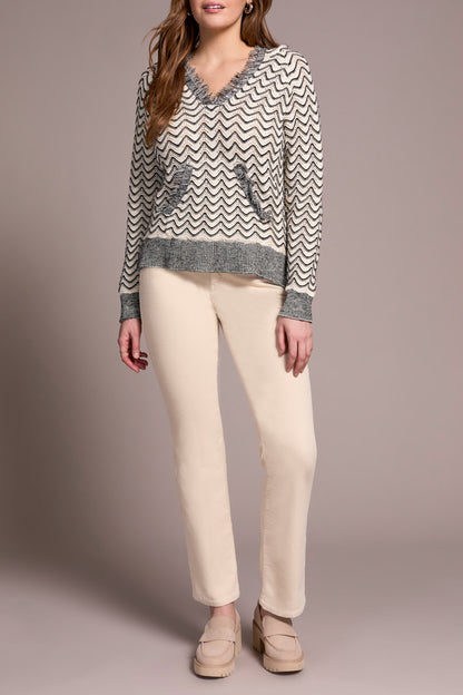 Fringe Long-Sleeve Hooded Sweater