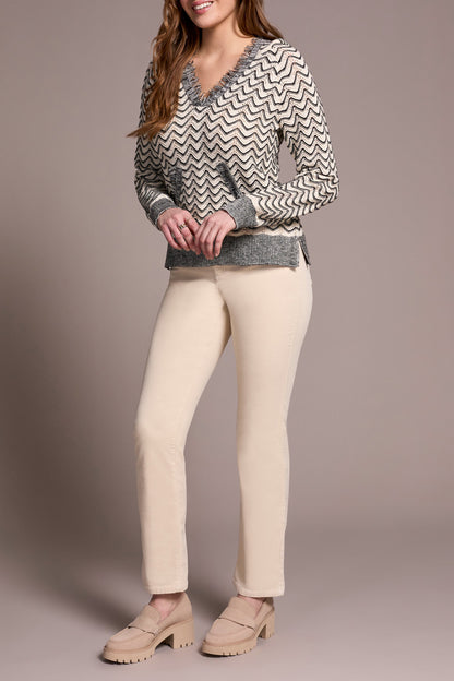 Fringe Long-Sleeve Hooded Sweater