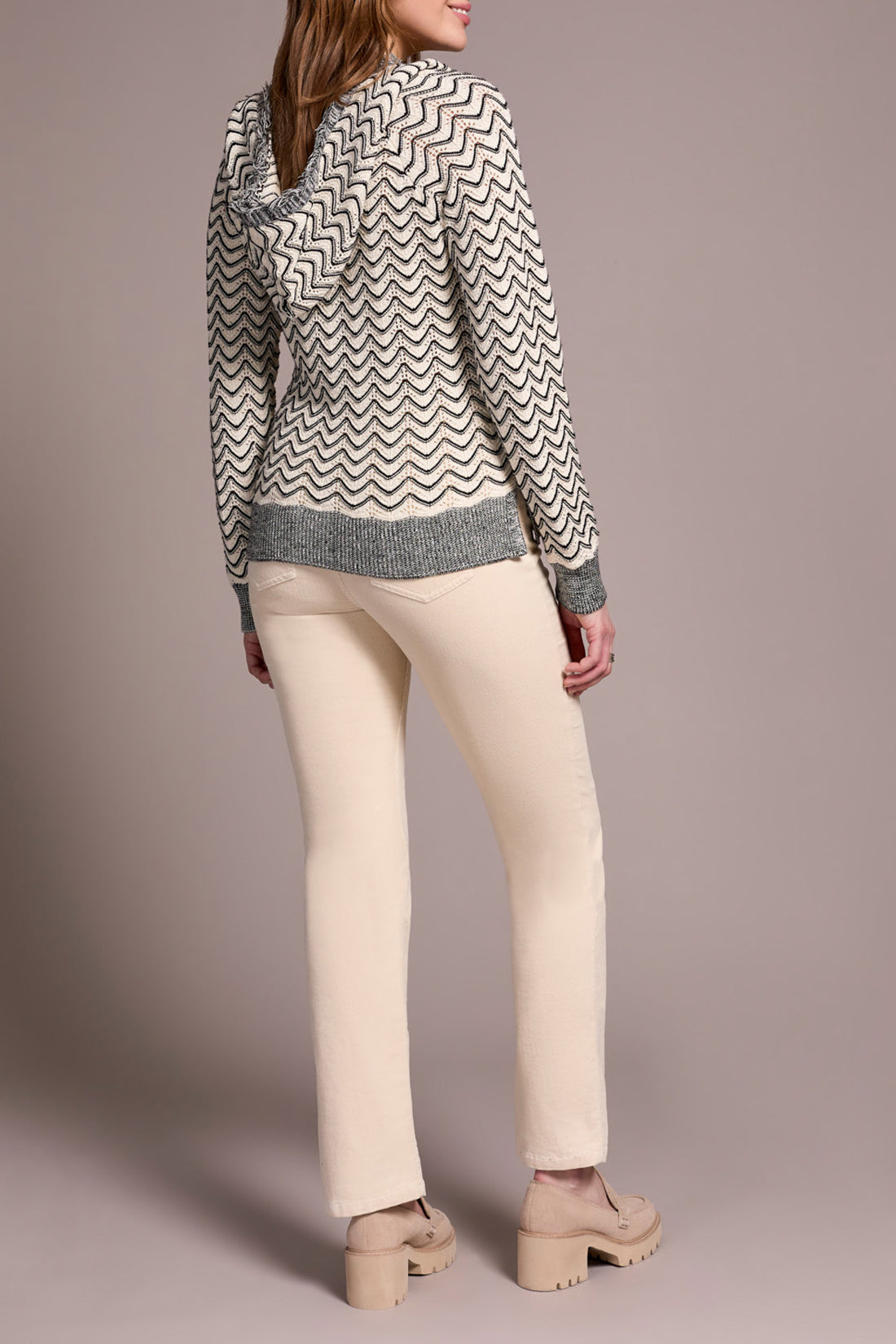 Fringe Long-Sleeve Hooded Sweater