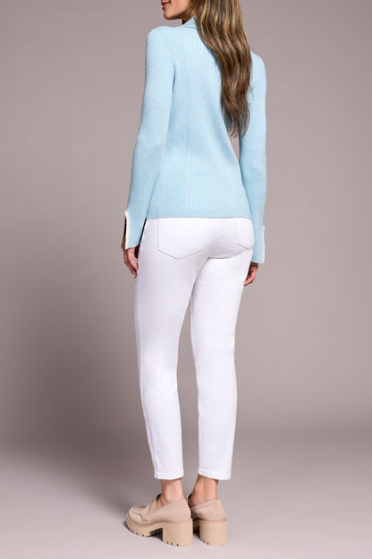 Top Stitch Johnny Collar Lightweight Sweater