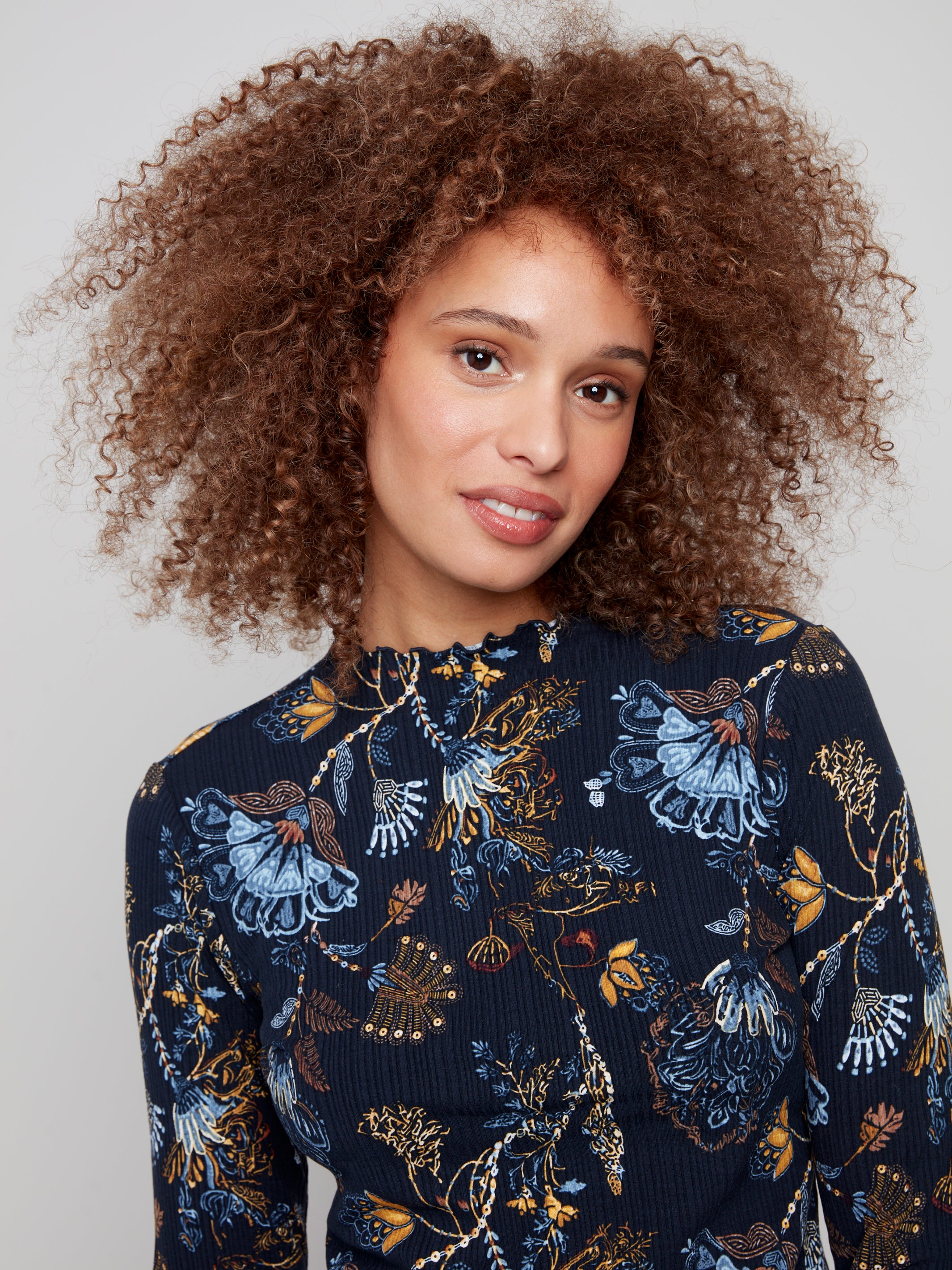 Mock Neck Print