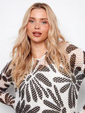 Printed Fishnet Crochet Hoodie Sweater - Darcy