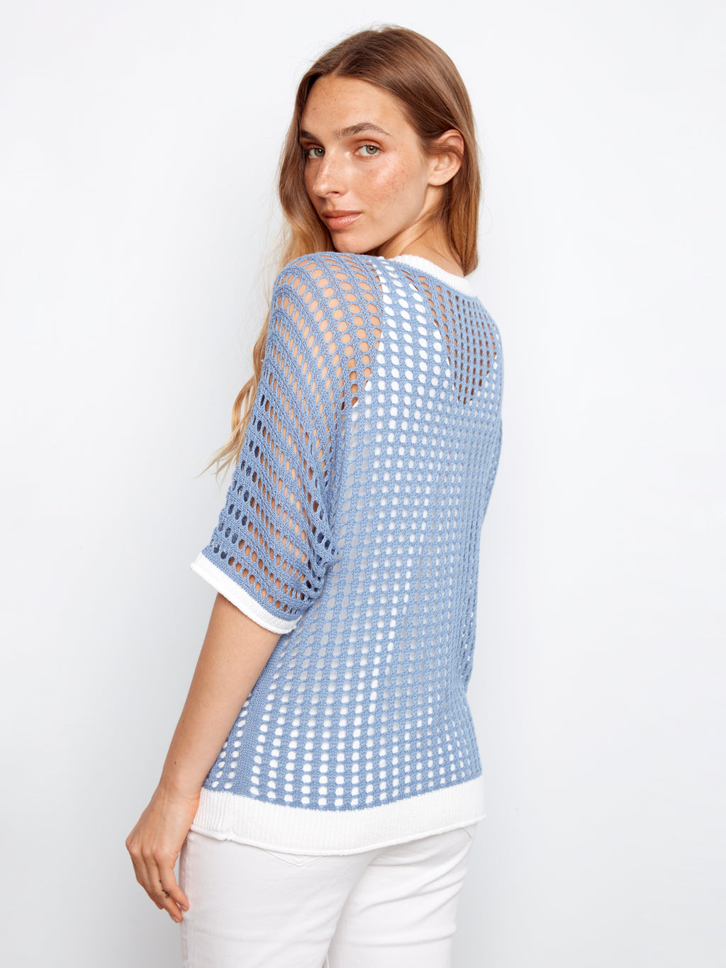 Floral Fishnet Dolman Sweater - Haze