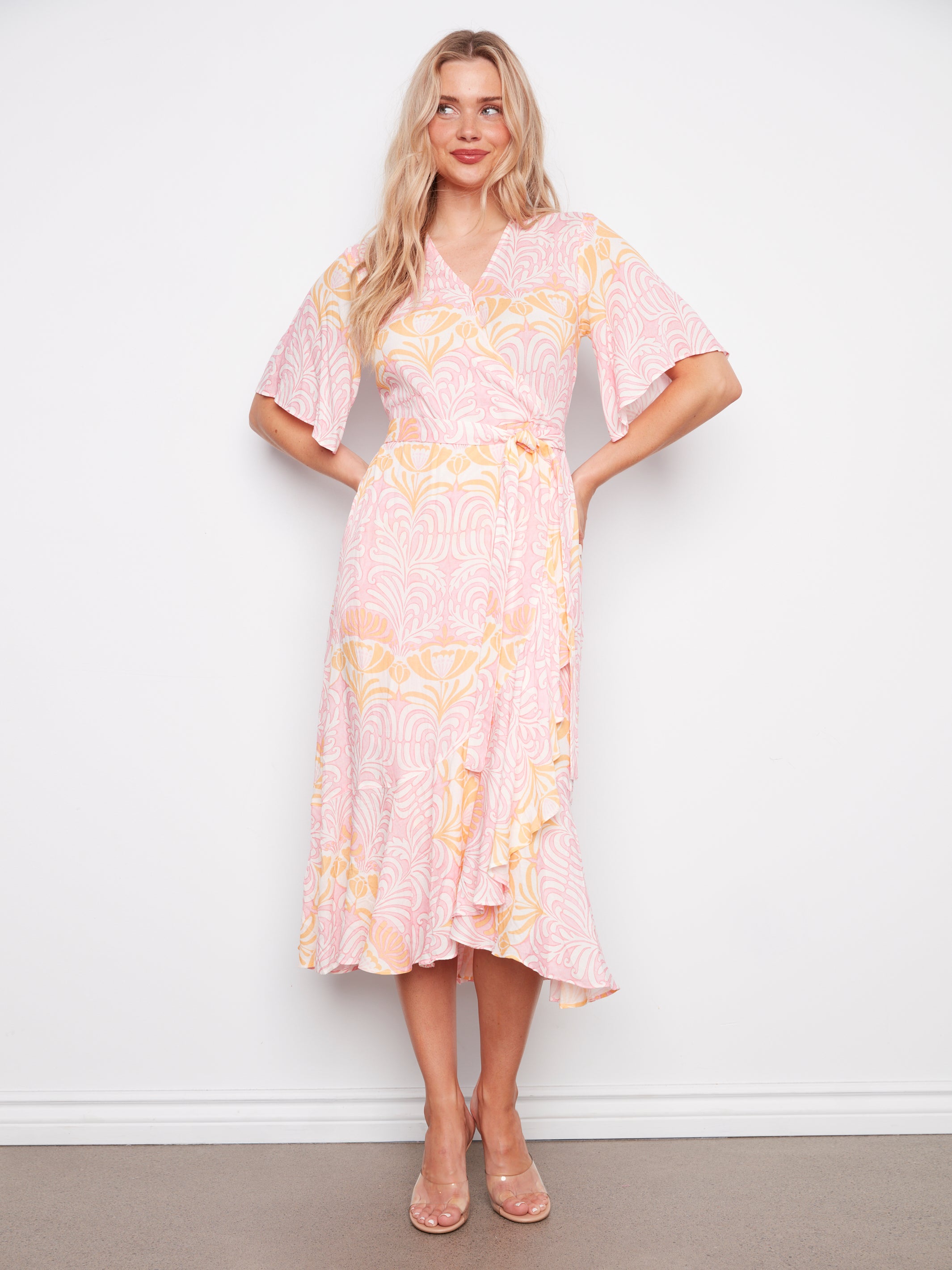 3/4 sleeve flattering silhouette dress