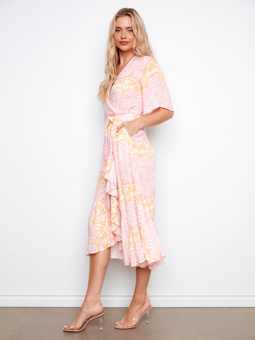 3/4 sleeve flattering silhouette dress