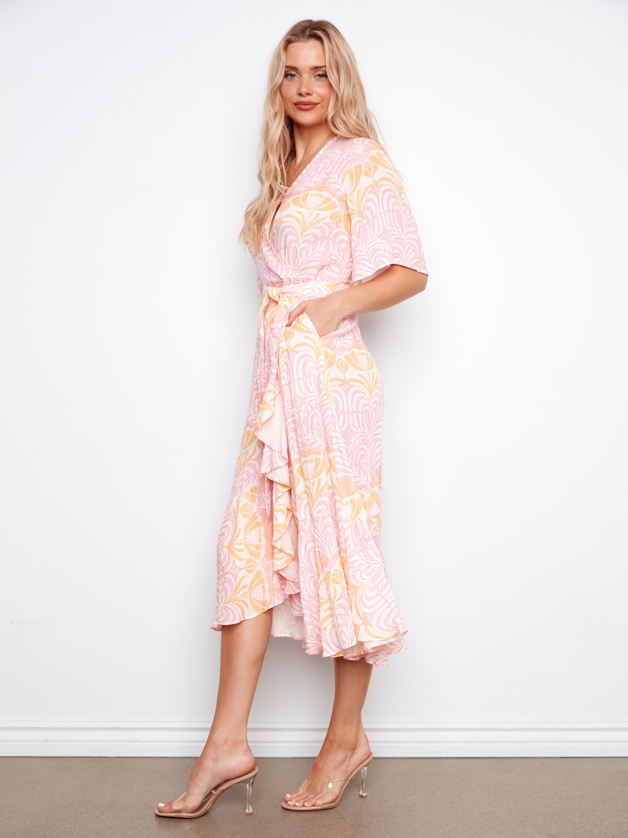 3/4 sleeve flattering silhouette dress