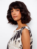 Printed Linen Blend Blouse With Back Button Detail - Leaflet