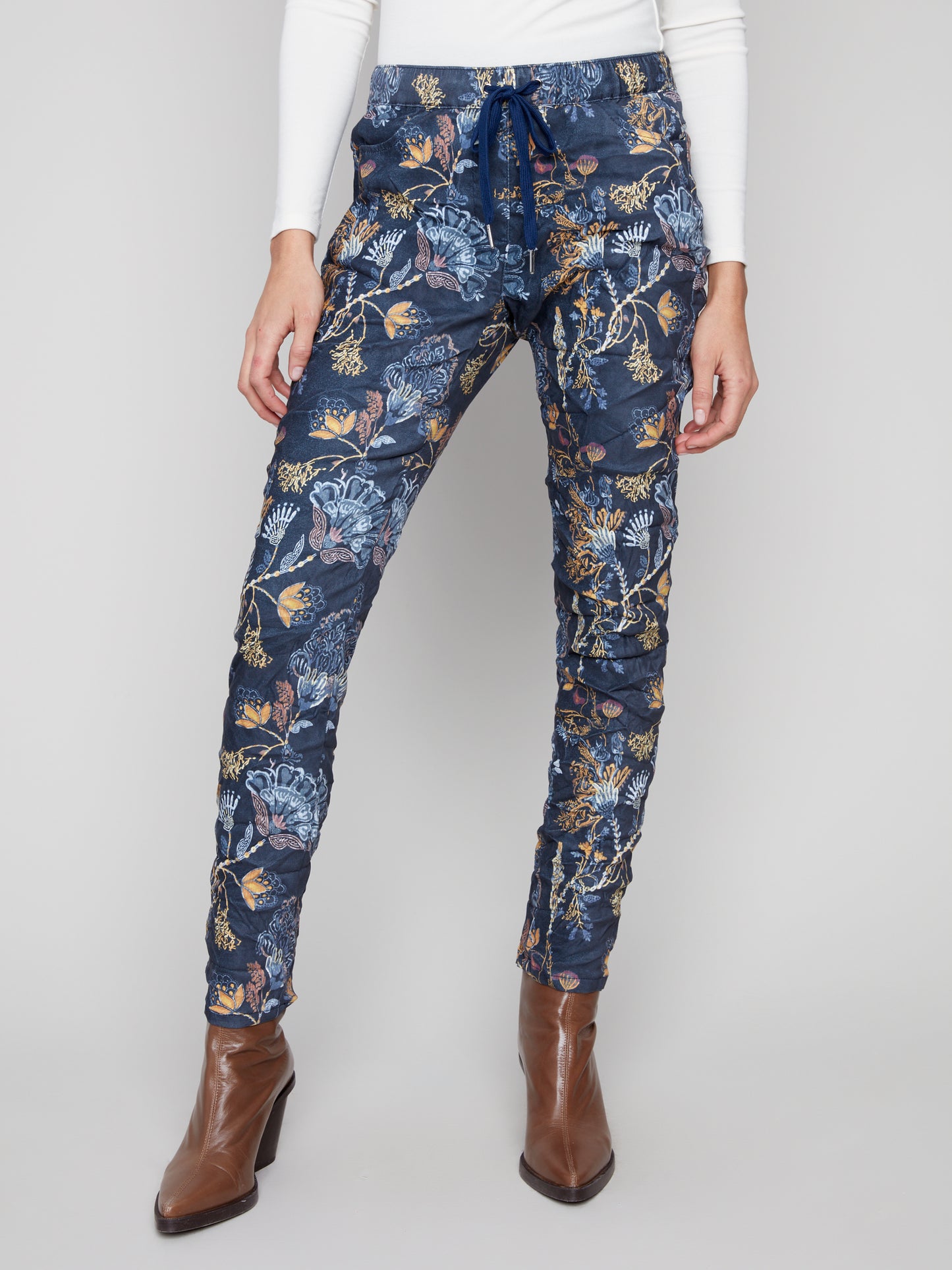 Printed Crinkle Suede Jogger Pants - Rio