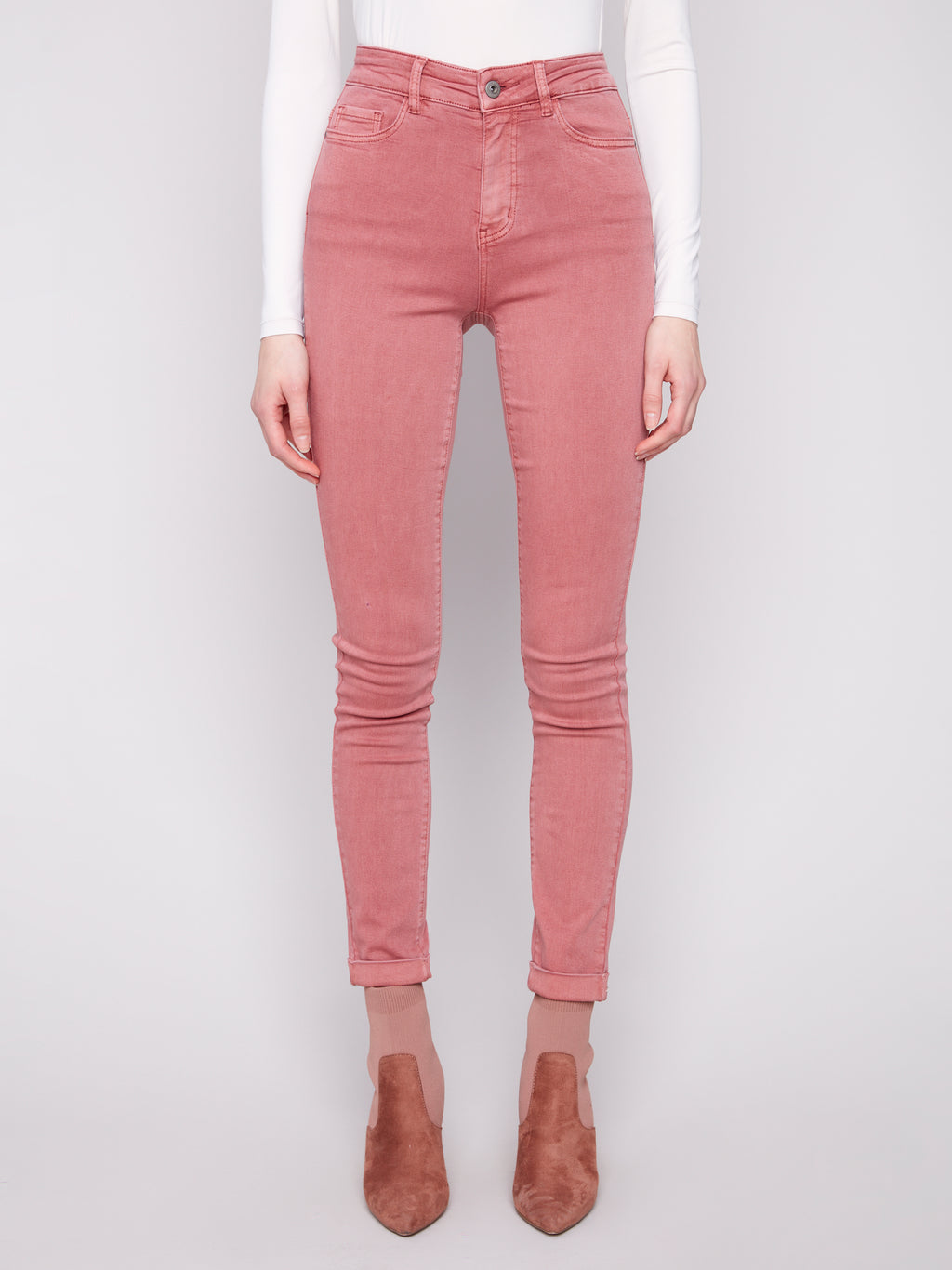 Cuffed Hem Twill Jeans - Primrose