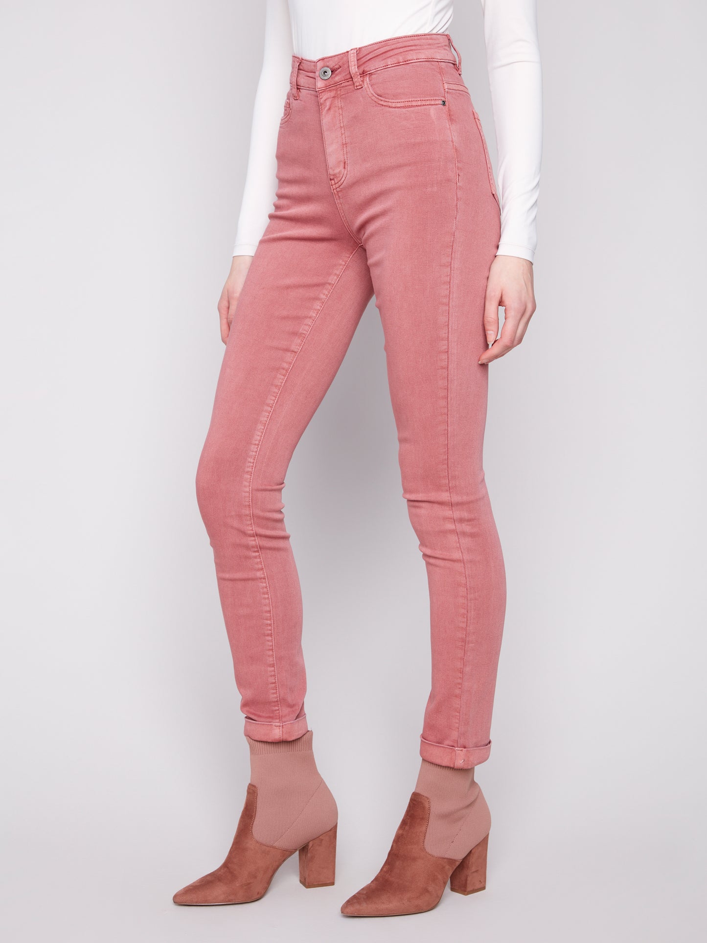 Cuffed Hem Twill Jeans - Primrose
