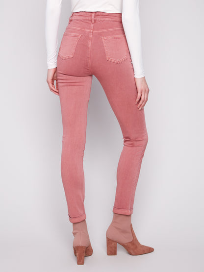 Cuffed Hem Twill Jeans - Primrose