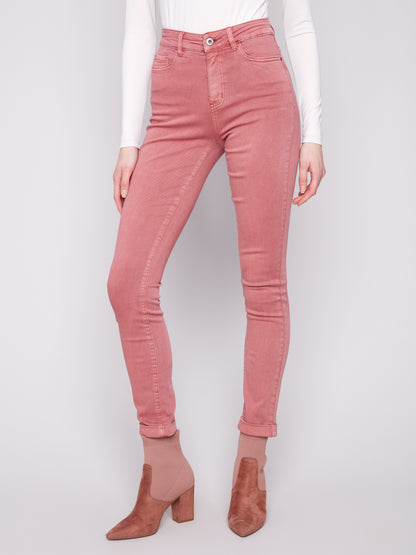 Cuffed Hem Twill Jeans - Primrose