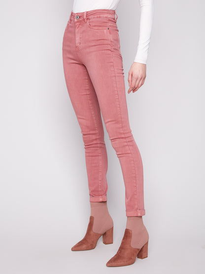 Cuffed Hem Twill Jeans - Primrose