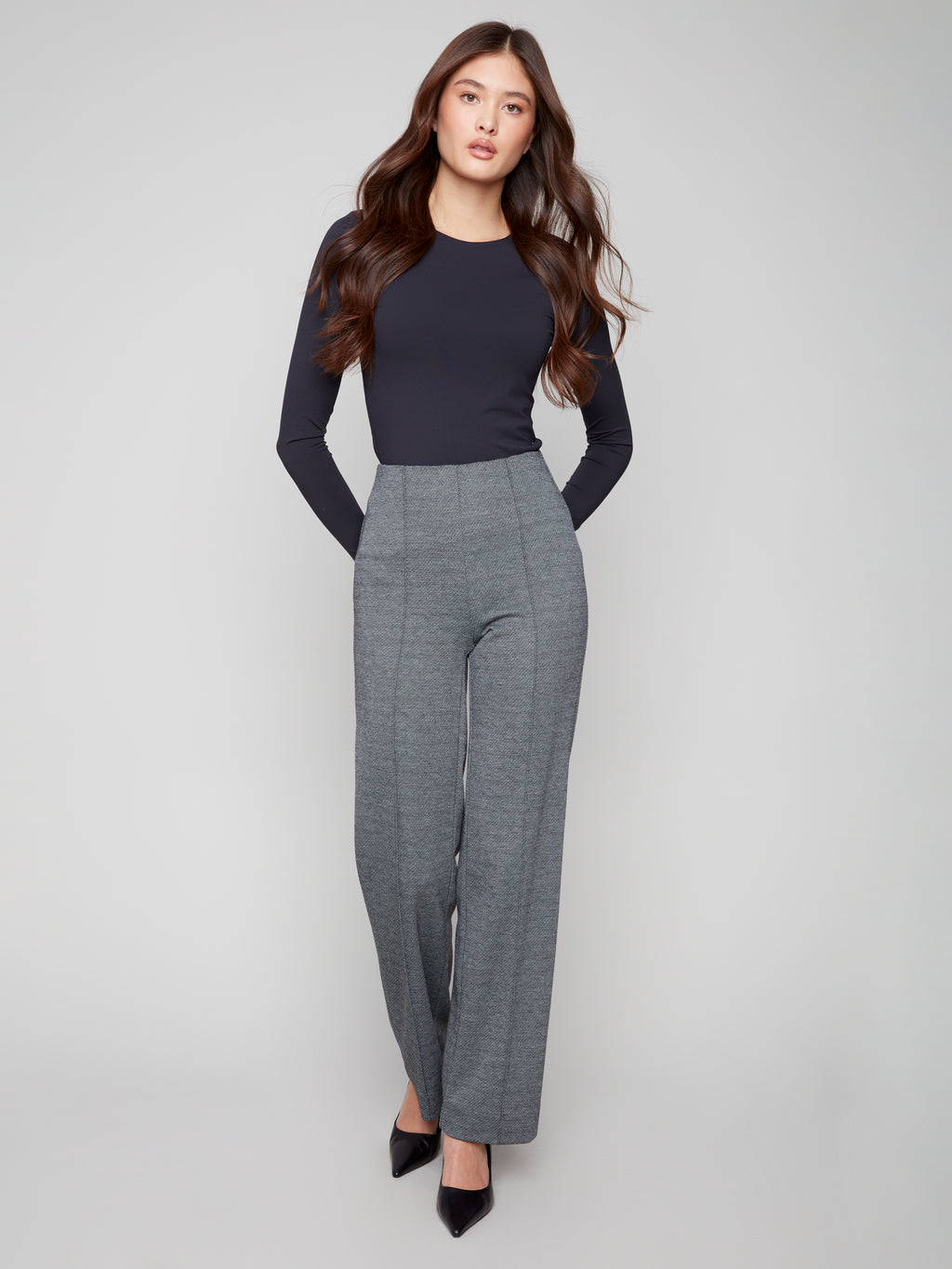 Pull-On Twill Ponte Pants - Black