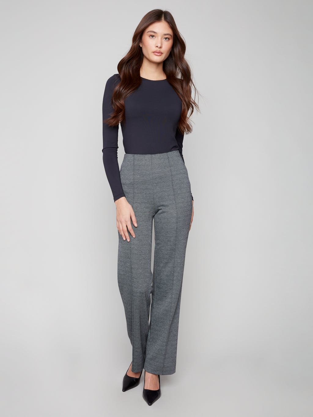 Pull-On Twill Ponte Pants - Black